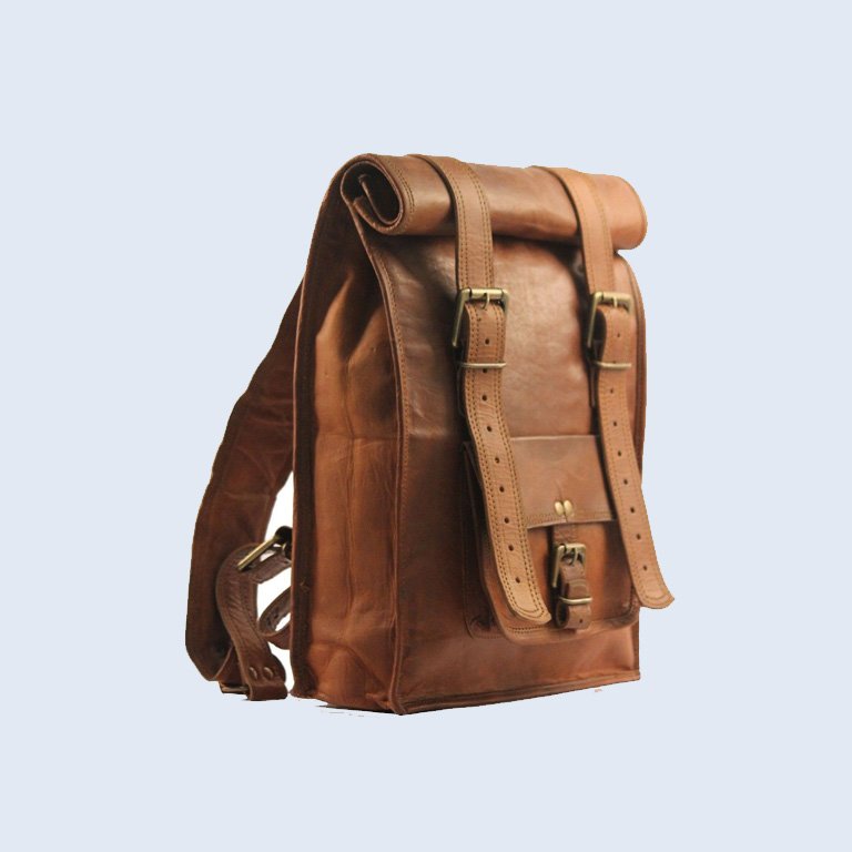 Shakun Leather Men’s Vintage Backpack Shoulder Bag Rucksack Top Roll Sling Bag 22 – Shakun ...